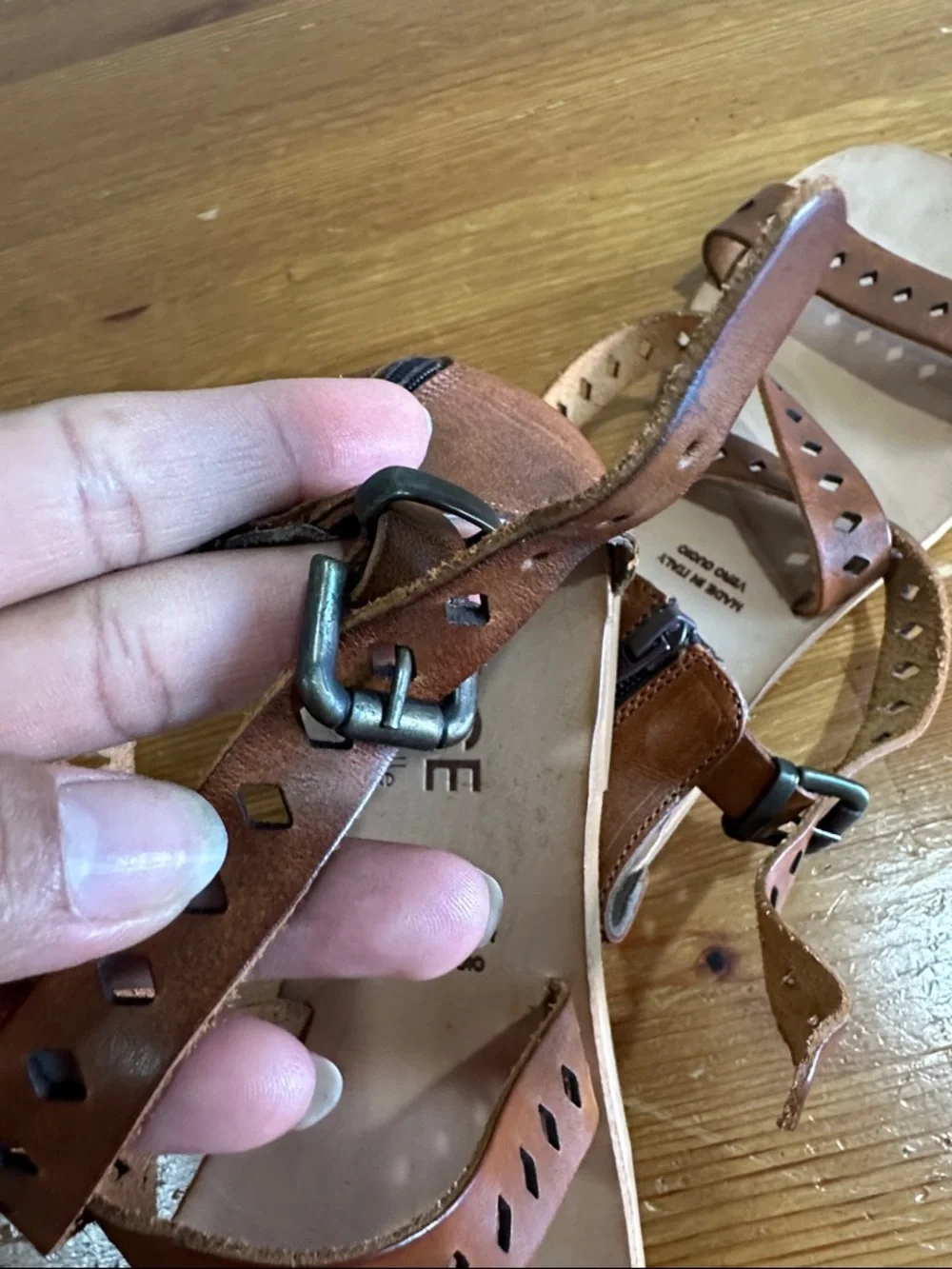 l*space by Cocobelle Brown Laser-Cut Leather Strappy Sandals - Picture 9 of 10